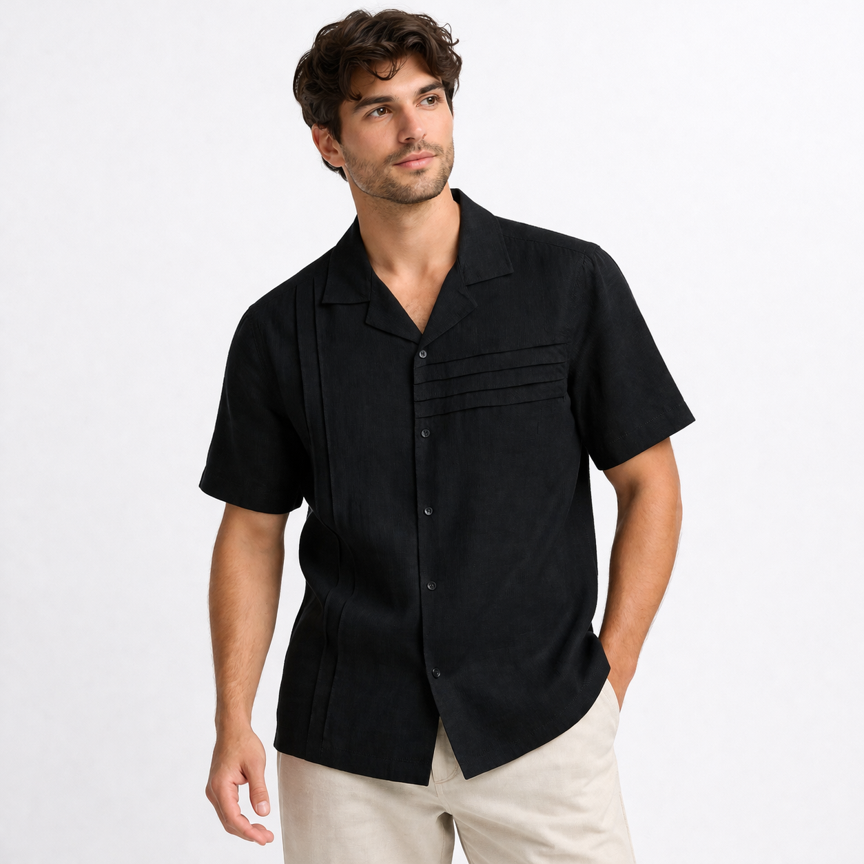 SMS01-Black-2 ZARA Premium Cuban Shirt | SMS01-Black - Image 1