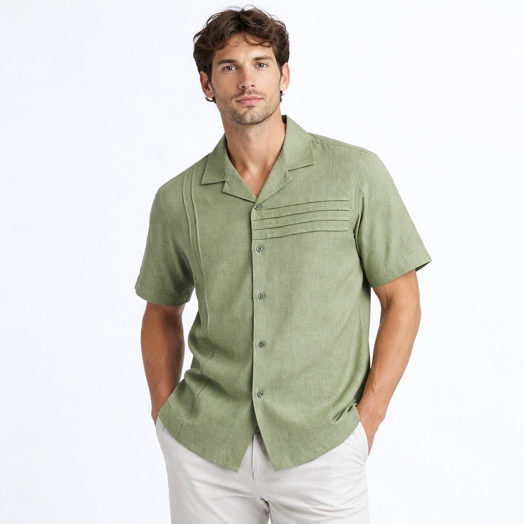 SMS01-Olive-2 ZARA Premium Cuban Shirt | SMS01-Olive - Image 1