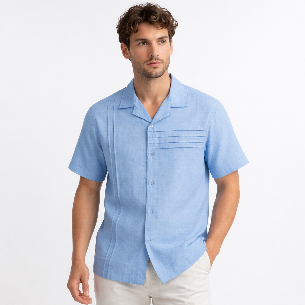 SMS01-Sky-2 ZARA Premium Cuban Shirt | SMS01-Sky - Image 1