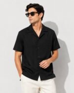 Exported Premium Cuban Shirt | SMS04-Black - Image 2