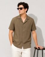 Exported Premium Cuban Shirt | SMS04-Coffee - Image 2