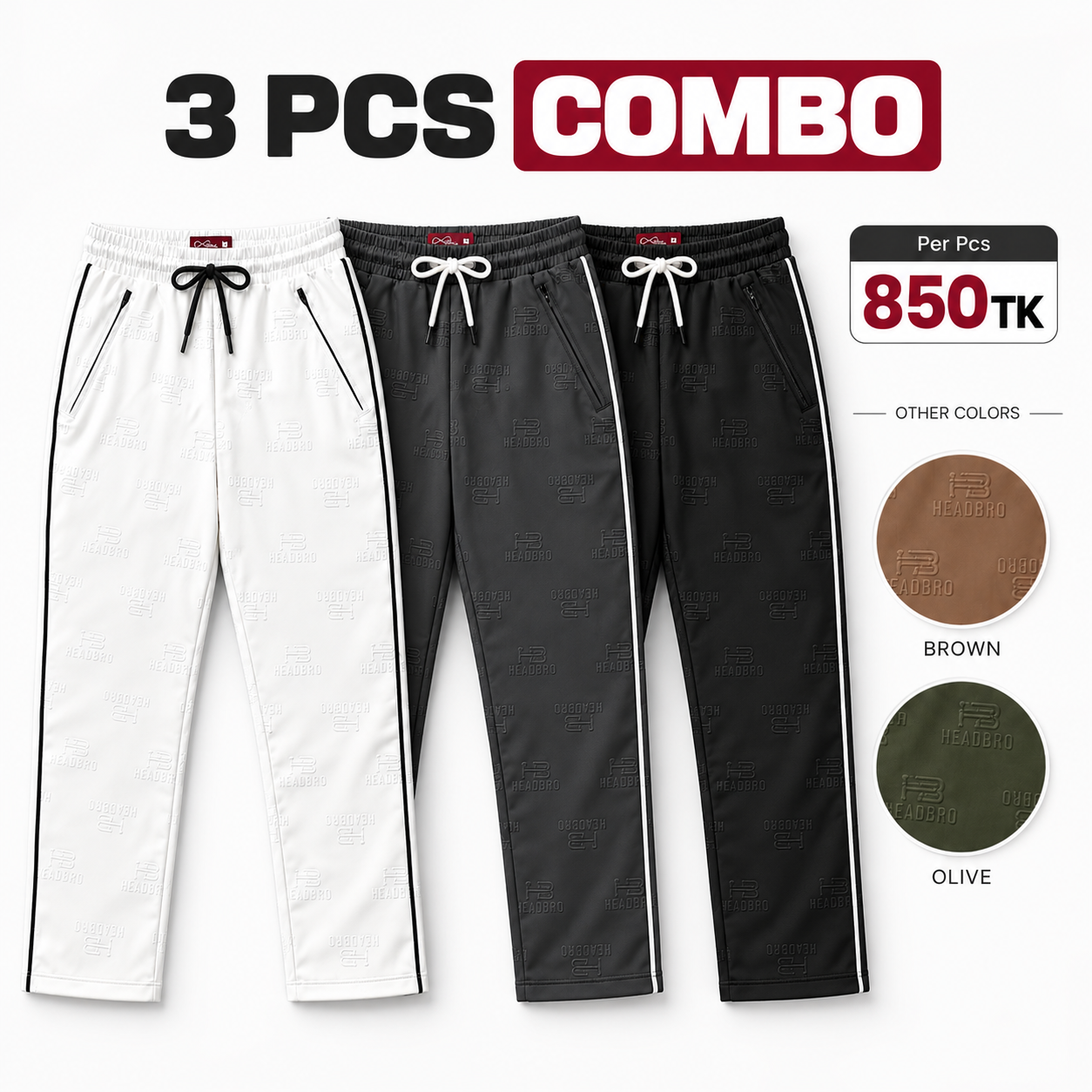 Photo 24-10-26, 7 57 57 PM 3 Pcs Combo Premium Embossed Trouser | JOG36 - Image 1